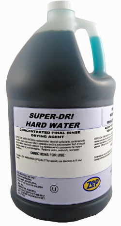 Zep Super Dri Hard Water. Dishwasher Rinse Aid for commercial machines.
