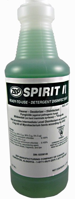 Zep Spirit II Cleaner and Disinfectant.